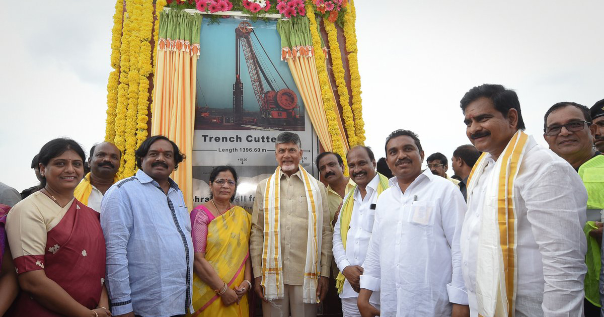 Chandra Babu inaugurates Diaphragm wall of Polavaram